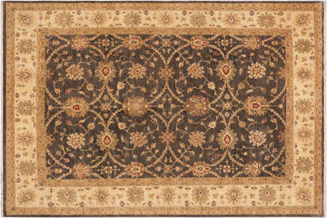 handmade Traditional Kafkaz Chobi Ziegler Charcoal Beige Hand Knotted RECTANGLE 100% WOOL area rug 9 x 12